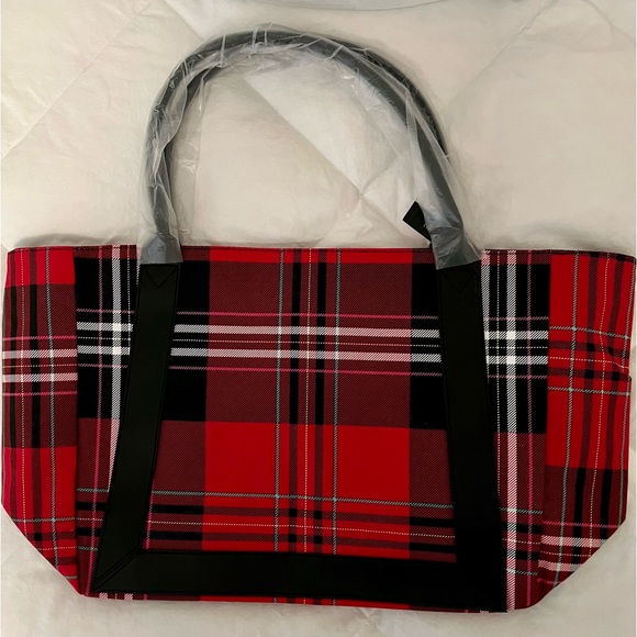 Victoria’s Secret red plaid tote bag. NWT. - Picture 3 of 7